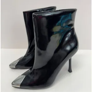INC International Concepts Boots Size 5 Black Patent Pointed Toe Stiletto‎ Heels thumbnail 3