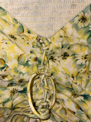 American Eagle Outfitters Yellow and Green Floral Lace-Up Crop Top thumbnail 3