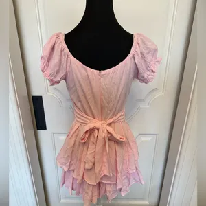 Altar’d State Haisley Double Layered Pink Ruffled Romper NWOT thumbnail 6