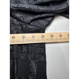 Calvin Klein Metallic Windowpane Trapeze Dress | Black | Size 16 | Sheer Sleeve thumbnail 9