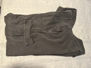 aerie baggy gray Cargo Denim Overalls wide leg size M thumbnail 9