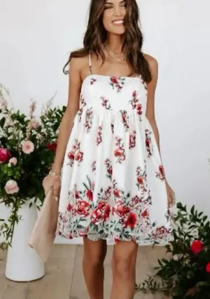 Storia Floral Babydoll Strapless Dress Sz Medium Romantic Coquette thumbnail 1