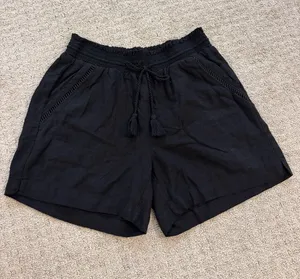 Briggs New York Black Linen Blend Pull On Drawstring Shorts - Medium Preppy thumbnail 1