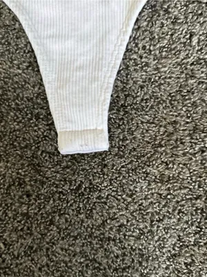 Windsor White Ribbed Bodysuit Size Medium 0465 thumbnail 2