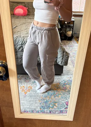 Light Brown/Tan Abercrombie & Fitch Soft AF Essentials Cargo Joggers thumbnail 3