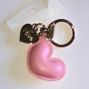 Pink Heart Keychain with Gold Love Charm thumbnail 3