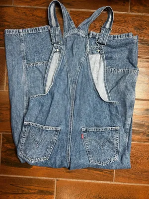 Levi’s Premium Utility Double Knee Wide Leg Dark Wash Denim Jean Overalls XS thumbnail 4