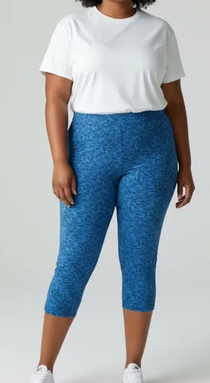PACT Cropped Printed‎ Leggings Women's XL Blue Activewear thumbnail 1