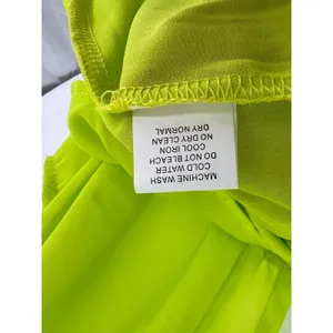 JON & ANNA Peplum Top Women XL Neon Lime Green Tie Shoulder V-Neck Smocked‎ NWT thumbnail 5