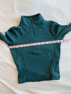 Lululemon Its Rulu Run Ribbed Cropped Half Zip Sweatshirt 2 Storm Teal thumbnail 7