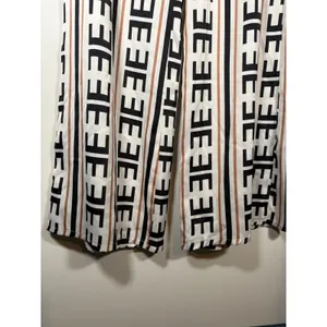 fab'rik Wide Leg Pants White Black Brown Geometric Stripe Designer Chic Small thumbnail 3