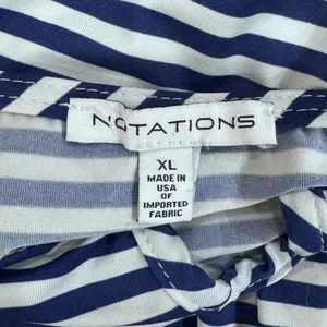 Notations Blue and White Striped Nautical Keyhole Blouse Plus Size XL thumbnail 6