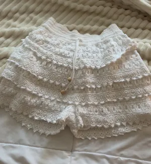 white lace summer shorts thumbnail 1