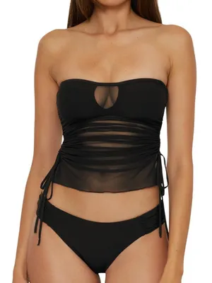 Becca Muse Bandeau Tankini Swim Top Mesh 733557 Black M thumbnail 11