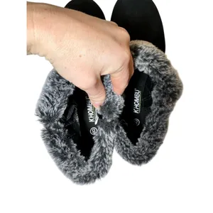 KHOMBU Jessica All Weather Faux Fur Cuff Ankle Boots Black Suede Leather 8 thumbnail 4
