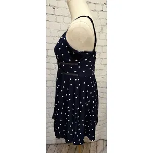 Jun & Ivy Navy Blue & White Polka Dot Sleeveless Mini Dress Size Large thumbnail 3