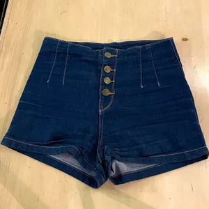 Forever 21 High Waisted Denim Shorts With Gold Buttons thumbnail 1