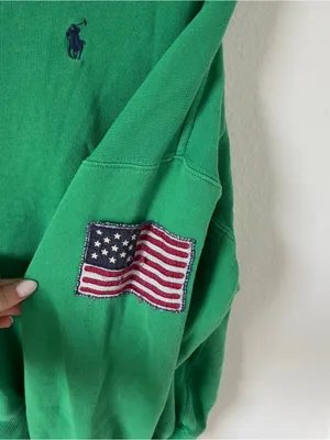 Ralph Lauren Polo Oversized Logo Fleece Crewneck in Bright Clover Green thumbnail 4