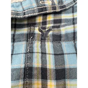 American Eagle Oversized Grunge Plaid Flannel Shirt Women's Large Blue‎ thumbnail 7