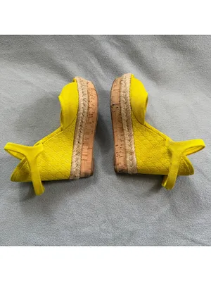 Gucci Microguccissima Yellow Suede Espadrille Platform Wedge Sandals 36.5 thumbnail 13
