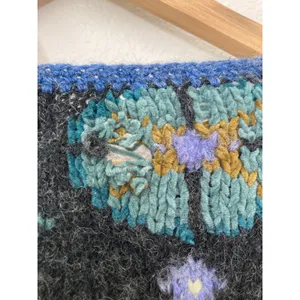 Vintage Nordic Design Hand Knit Wool Fair Isle Winter Cozy Cottage Sweater XL thumbnail 9