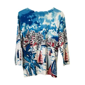 NWT Christopher & Banks Women Size Medium Mediterranean Coast Village Cardigan thumbnail 2