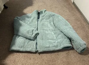 SHEIN fuzzy soft Jacket in Light blue thumbnail 1