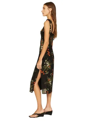 Reformation Besse Dress in Black Floral 6 Womens Midi thumbnail 3
