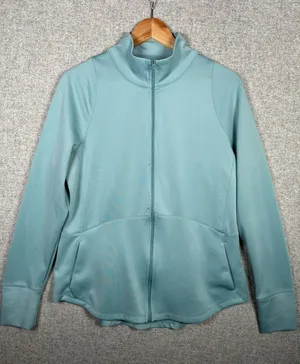 Layer 8 Medium Womens Zip Athletic‎ Top Long Sleeve Blue Golf Stretch Mock Neck thumbnail 1