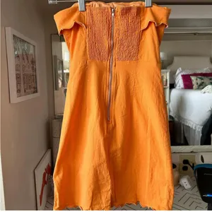 Orange Strapless Scallop Edge Dress thumbnail 3
