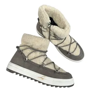 Blondo Boots Size 9.5 Waterproof Gray Cream‎ Suede Shearling Upper Lace Up thumbnail 3