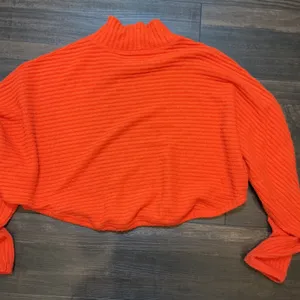 Pilcro Ribbed Mock Neck Cropped Sweater Orange Oversized Batwing S Boho Cozy thumbnail 4