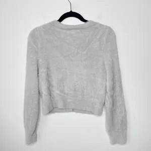 Aerie Fuzzy‎ Cropped Cardigan Stone Deep V-Neck Button Front Small Soft #2926 thumbnail 7
