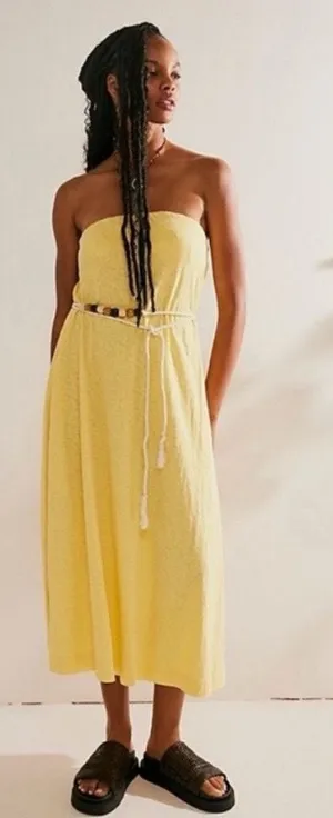 Free People Beach Peyton Maxi Strapless Tube Dress Yellow NWOT Size XS thumbnail 1