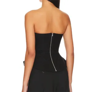 NBD ARLETTE REVOLVE Black Strapless Corset Wool Peplum Y2K Crop Top XS thumbnail 2