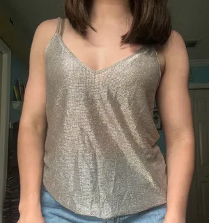 PacSun L.A. HEARTS silver & gold Sheer Mesh tank top thumbnail 6