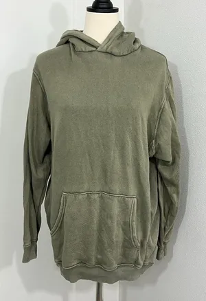 Aerie Small Sage Green Oversized Distressed Hoodie thumbnail 1
