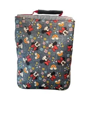 Disney Minnie Mouse print, denim & red bow removable strap insulated lunch bag thumbnail 2