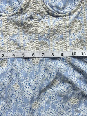 Karina Grimaldi Light Blue Eyelet Corset Midi Dress small thumbnail 7