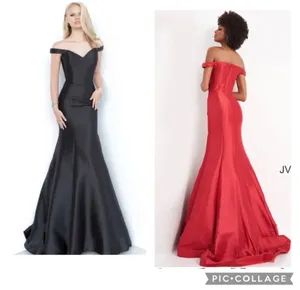 Size 10 JVN Jovani 3245 black off shoulder fit and flare mermaid formal dress thumbnail 6