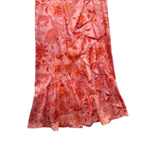 Cinq a Sept Mckenna Paisley Floral Ruffle Midi Dress Pink Orange Size 6 thumbnail 5