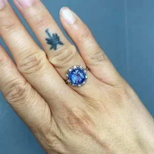 Blue Sapphire Crystal Adjustable Ring Ethereal Fairy Renfaire thumbnail 1