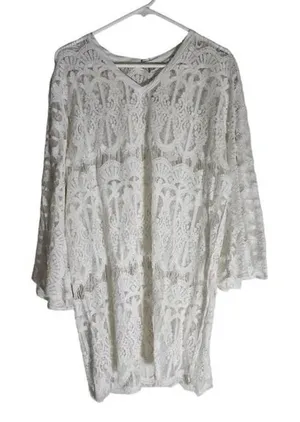 NWT Threadzwear Lace White Cover Up - One Size Fit thumbnail 1