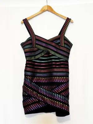Bella Barnett Rainbow Bandage Dress Bodycon Club Party size Large NWT thumbnail 4