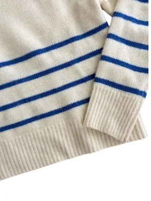 Frame Clean Stripe Cashmere Sweater Jet Stream Multi XL thumbnail 5