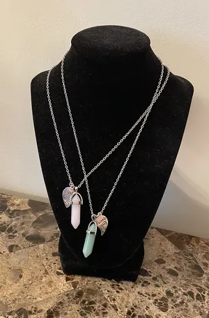 Silver Heart Best Friend Crystal Stone Necklaces thumbnail 12