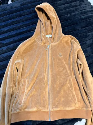 Teddy Fresh Light Brown Velour Zip-Up Hoodie thumbnail 1