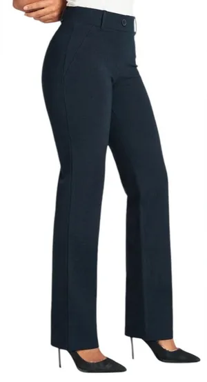 Betabrand Classic Dress Pant‎ Yoga Pants Straight Leg Navy Blue Medium Petite thumbnail 1