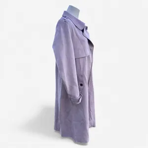 Zara Faux Suede Lavender Trench Coat Dusty Lilac Tie Waist Soft Minimalist S thumbnail 6