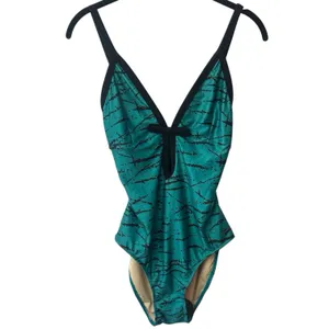 Stüssy NEW RARE Green‎ Black Bow Open Back One Piece Swimsuit Vacation Beach S thumbnail 2